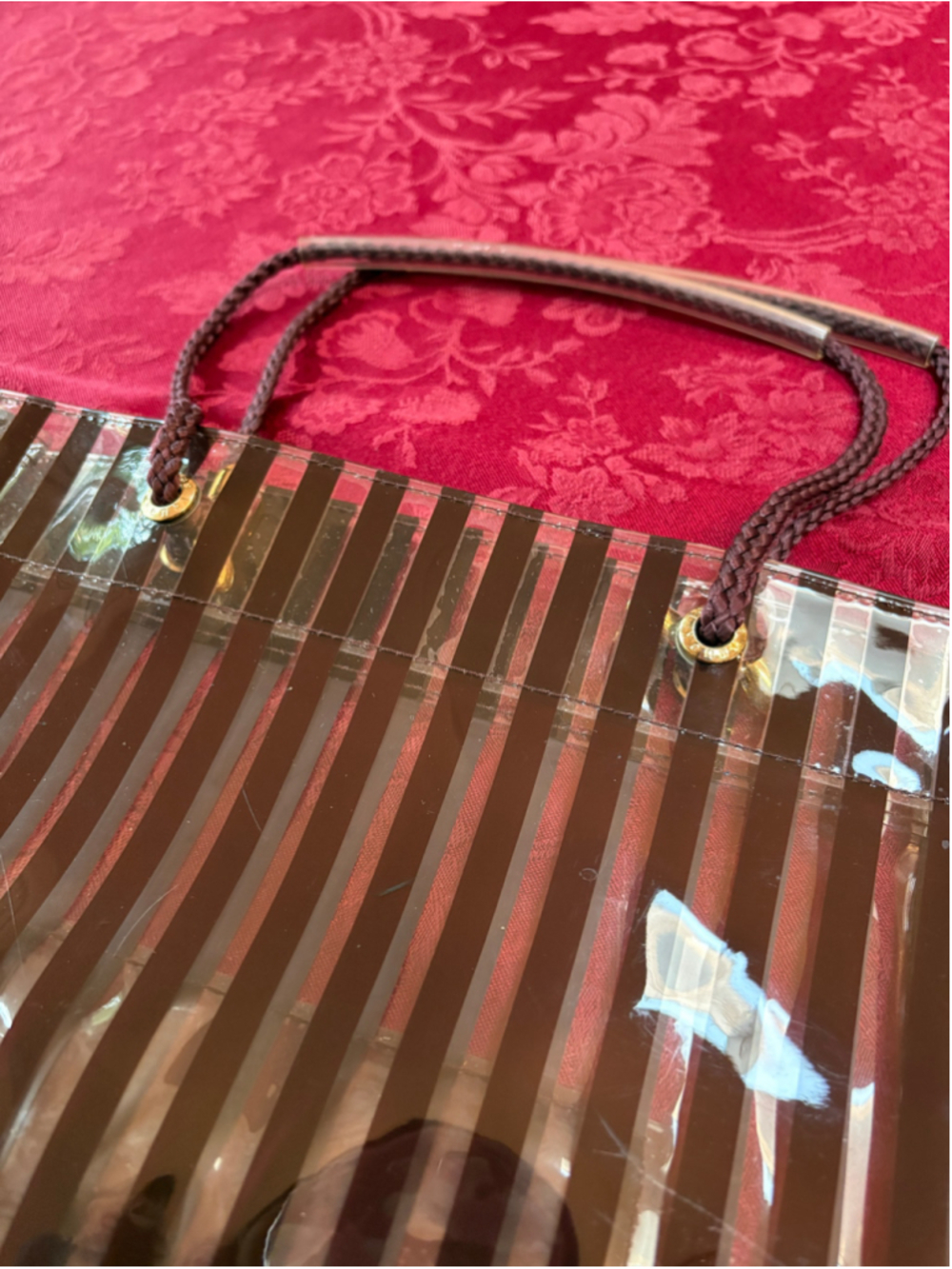 Henri Bendel Clear Brown Striped Tote Bag - Picture 3 of 5